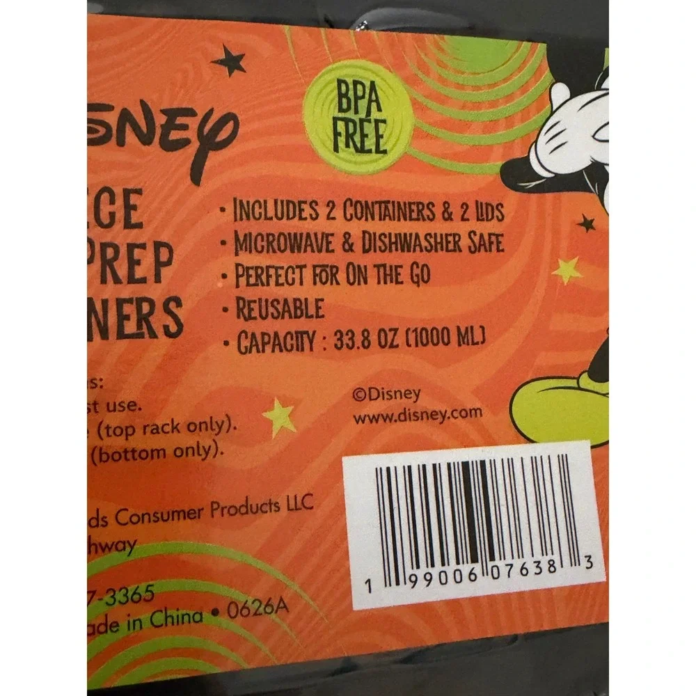 Disney Mickey Mouse Ghost Halloween 4 Piece Meal Prep Containers Set 33.8oz